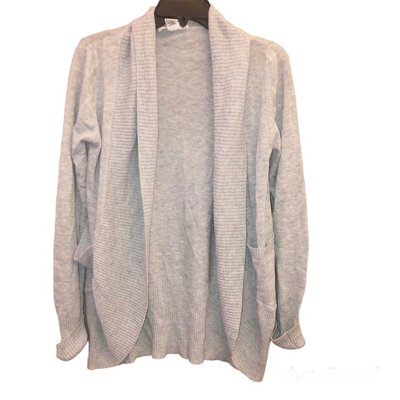 Sans Souci Sweaters - Sans Souci Open‎ Front Ribbed Pocket Cardigan Grey Small